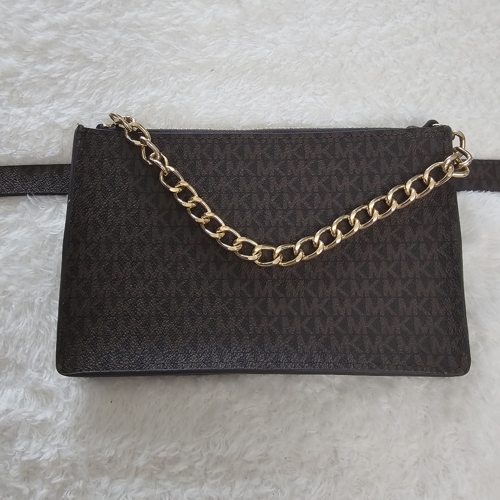 Michael Kors Dark Brown Crossbody with Gold Chain